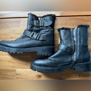 Zara black fleece-lined moto boots EU 39, US 8.5